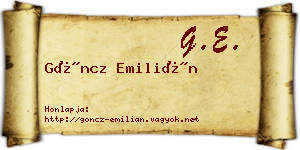 Göncz Emilián névjegykártya